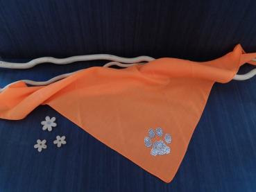 Halstuch in Orange mit großer Strass-Pfote